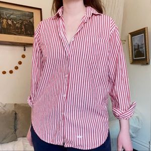FUNKY RED STRIPED BUTTON DOWN SHIRT